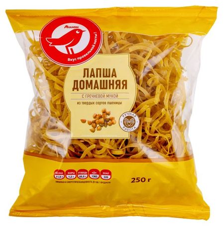 Макаронные изделия АШАН Красная птица лапша из гречневой муки, 250 г