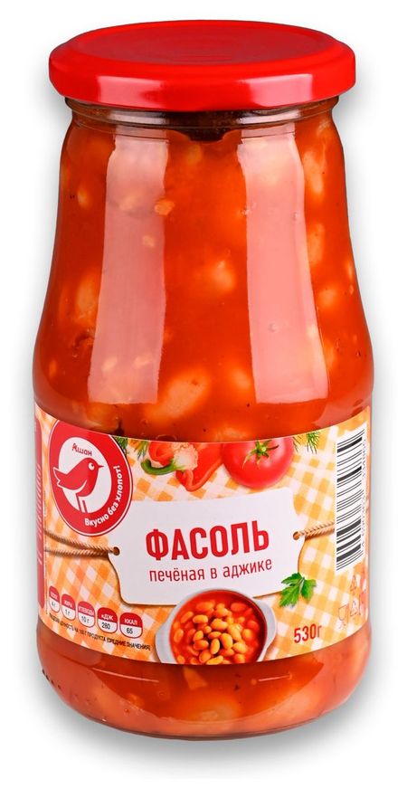 Фасоль АШАН Красная птица в аджике, 530 г