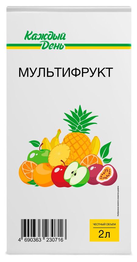 Напиток сокосодержащий Каждый день мультифруктовый, 2 л