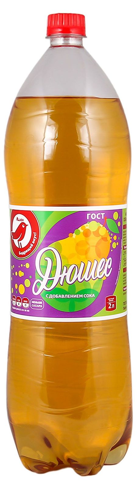 Напиток сильногазированный АШАН Красная птица Дюшес безалкогольный, 2 л