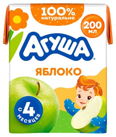 Сок Агуша яблоко с 4 мес., 200 мл