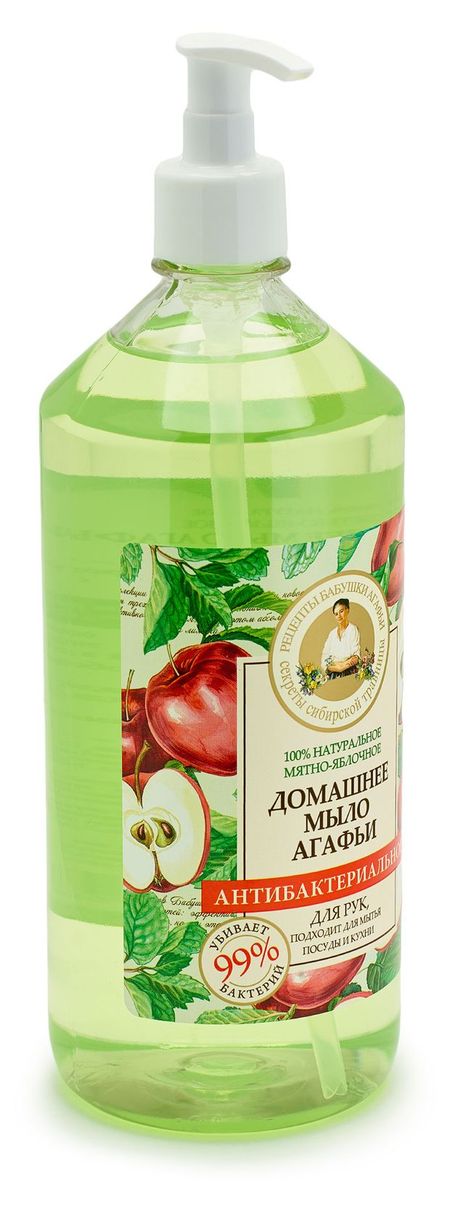 Мыло жидкое Рецепты Бабушки Агафьи Мятно-яблочное, 1 л