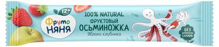 Кусочки фруктовые ФрутоНяня Осьминожка яблоко клубника с 12 мес., 16 г