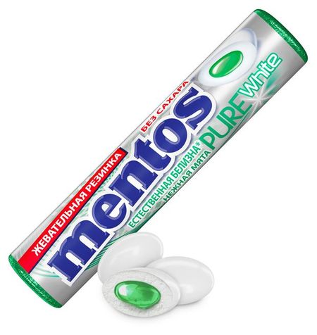 Резинка жевательная Mentos Pure White Нежная Мята, 15,5 г
