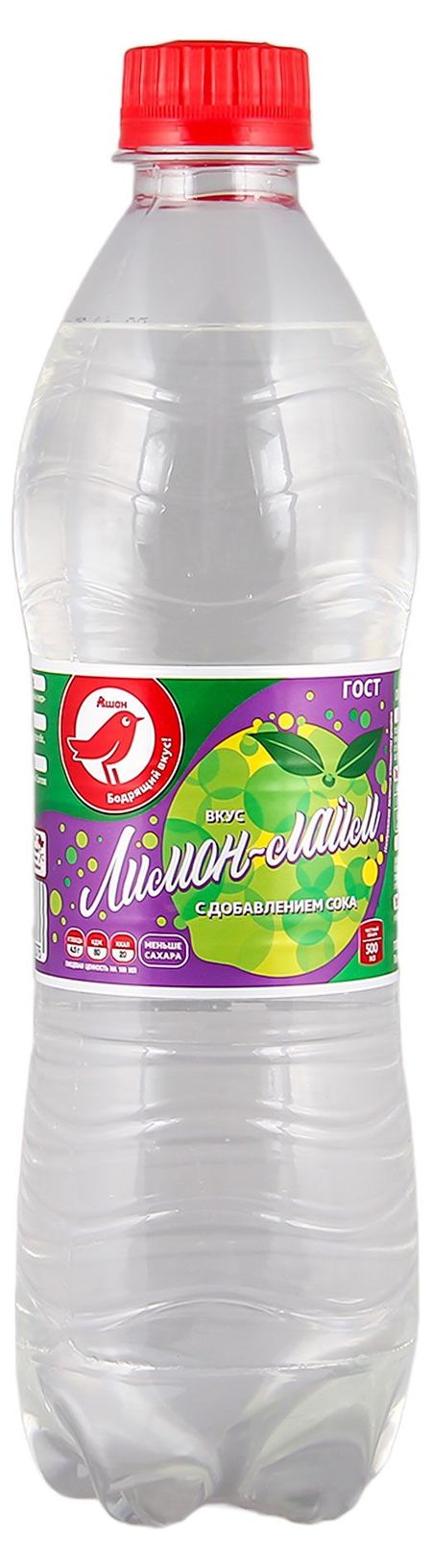 Напиток сильногазированный АШАН Красная птица лимон-лайм безалкогольный, 500 мл