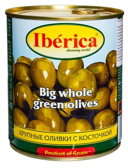 Оливки зеленые Iberica гигантские с косточкой, 875 г