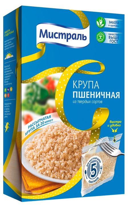 Крупа пшеничная Мистраль в пакетах для варки, 5x80 г