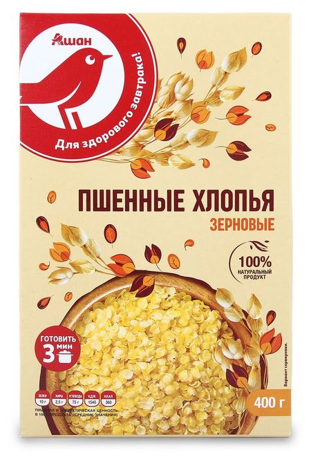Хлопья АШАН Красная птица пшенные, 400 г