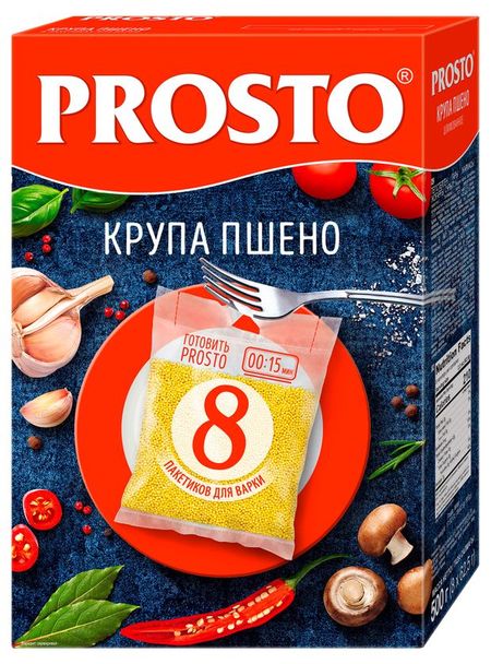 Пшено PROSTO в пакетиках для варки 8 порций, 500 г