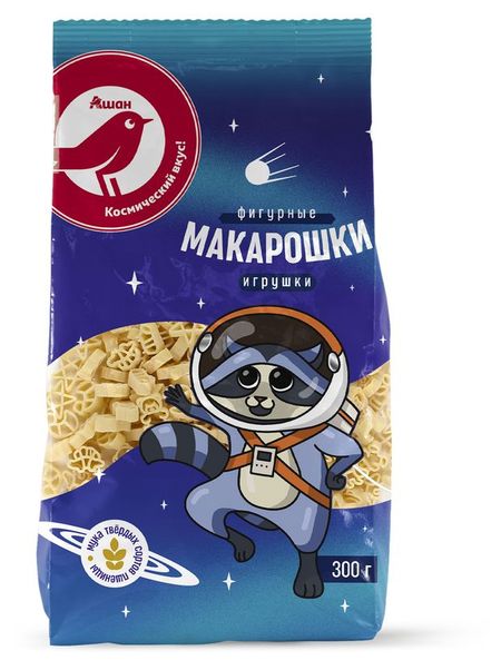 Макаронные изделия АШАН Красная птица Kids детские фигурные Макарошки, 300 г