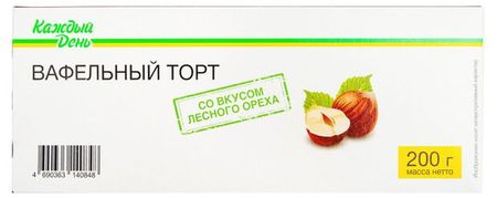 Торт вафельный Каждый День со вкусом лесного ореха, 200 г