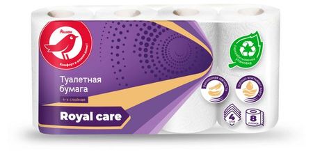 Туалетная бумага АШАН Красная птица 4-х слойная, 8 рулонов