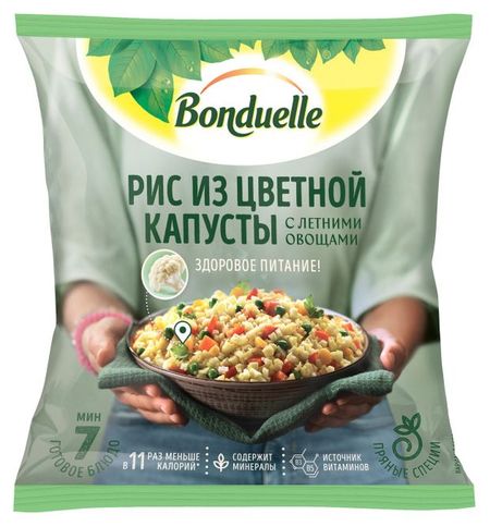 Смесь овощная Bonduelle Рис из цветной капусты с летними овощами быстрозамороженная, 400 г