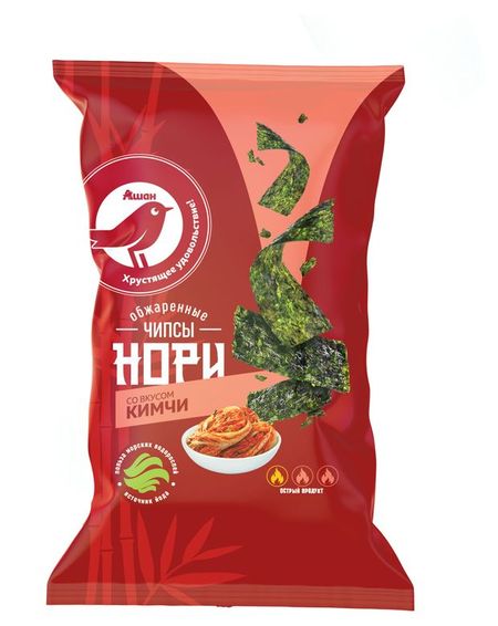 Чипсы Нори АШАН Красная птица с кимчи, 5 г