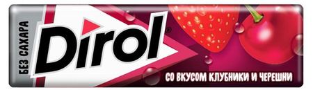 Резинка жевательная Dirol Клубника и черешня без сахара, 13,6 г