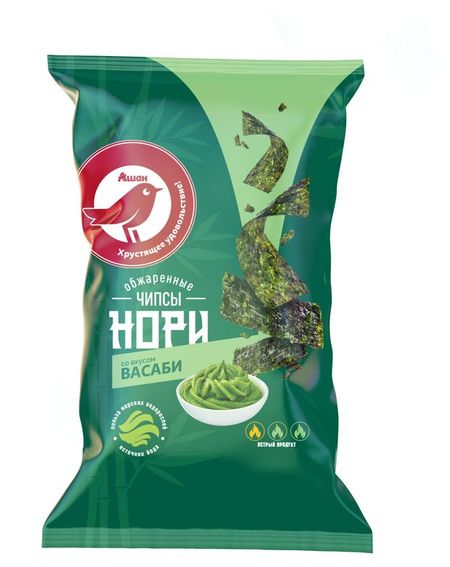 Чипсы Нори АШАН Красная птица с васаби обжаренные, 5 г