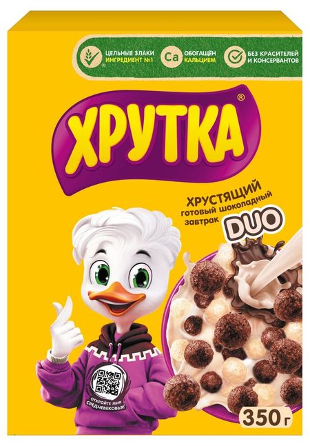 Готовый завтрак ХРУТКА DUO шоколадный обогащенный кальцием, 350 г