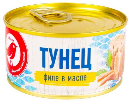Тунец АШАН Красная птица филе в масле, 185 г