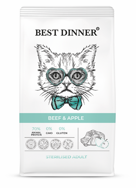 Сухие корма Best Dinner Сухой корм для стерилизованных кошек с говядиной и яблоком (400 г)