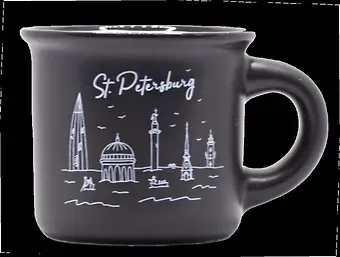 Кружка СПб. Потоп, 50мл, черная, матовая, фарфор