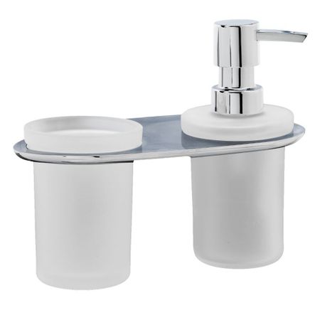 Дозатор для мыла WasserKraft Kammel с держателем стекло матовый/металл хром (K-8389)