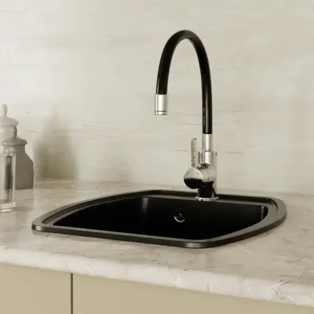 Смеситель для кухни Esko Coralli общая высота 40 см цвет хром/чёрный