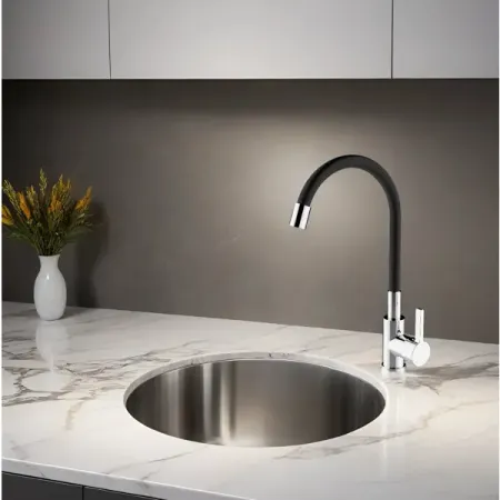 Смеситель для кухни Esko Coralli общая высота 40 см цвет хром/чёрный