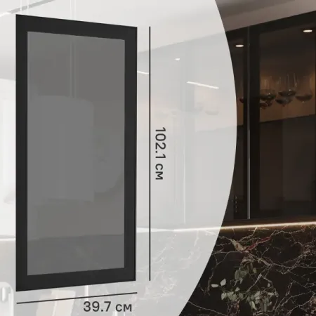 Фасад-витрина кухонного шкафа Вельск 39.7x102.1 см DELINIA ID стекло цвет черный