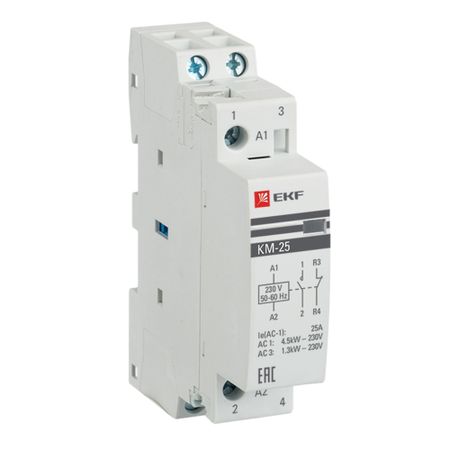 Контактор модульный EKF PROxima 230 В 25 А тип AC 2НЗ (km-1-25-02) lx1fj380 lx1fj220 ac 380 в 220 в 110 в 440 в катушка управления контактором для lc1f400 lc1d410 nc2 400 cjx2 катушка контактора lx1fj