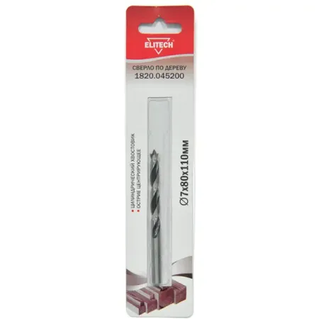 Сверло спиральное по дереву Elitech 1820.045200 7x110 мм