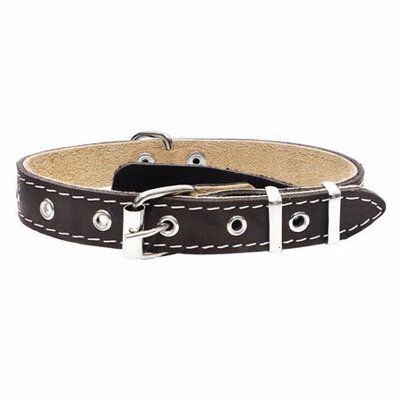 Ошейники, шлейки Yami Yami амуниция Ошейник кожаный черный, 2 слоя, язычок (30-45 см)