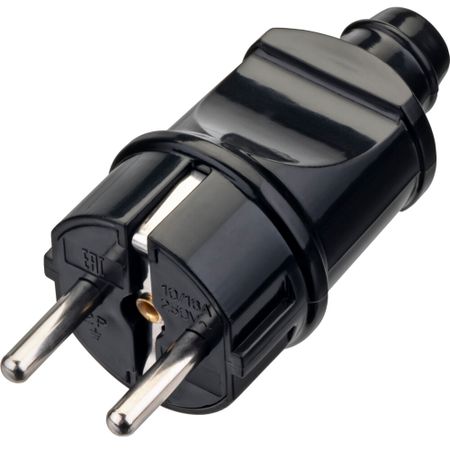 Вилка прямая с заземлением 16 А 250 В Düwi черная (30466 1)