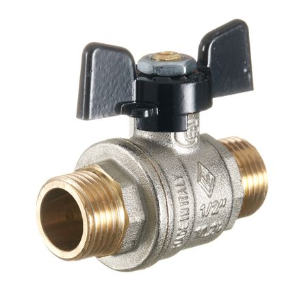 Кран шаровой латунный Bugatti 1/2 НР(ш) х 1/2 НР(ш) бабочка прямой (03270063)