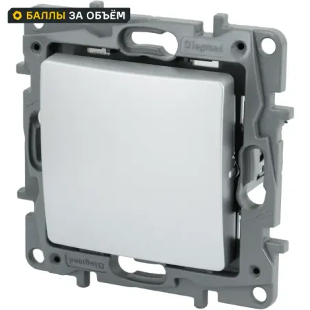 Выключатель встраиваемый 1 клавиша Legrand Etika 10А 250В безвинтовые зажимы алюминий