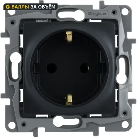 Розетка с заземлением Legrand Etika без шторок 16А 250В винтовые зажимы цвет антрацит