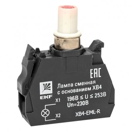 Лампа сменная EKF PROxima ХВ4 39х32х10 мм 230 В IP40 с основанием пластиковая красная (XB4-EML-R)