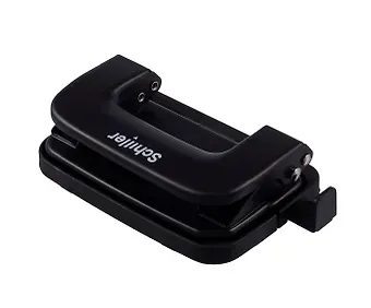 Дырокол 10 листов металл, с линейкой, черный, Schiller