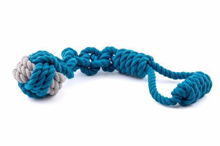 Верёвки, канаты WOGY Игрушка для собак Мяч плетеный с ручкой, в ассортименте (35х6 см)