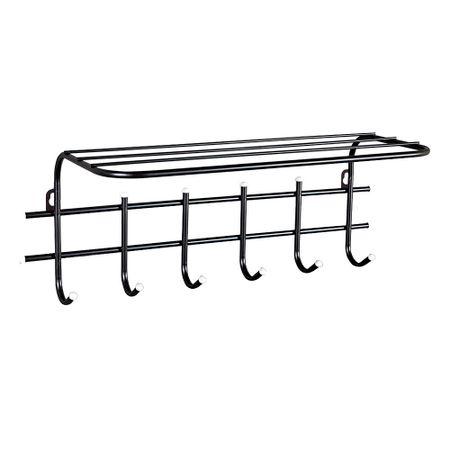 Вешалка настенная металлическая 6 крючков черная Sheffilton Стандарт 1/6 настенная вешалка для украшений lesaiyarr пластиковая белая 9 шт