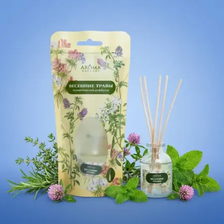Ароматический диффузор Aroma Harmony Весенние травы 30 мл искусственные травы для скрапбукинга 6 шт