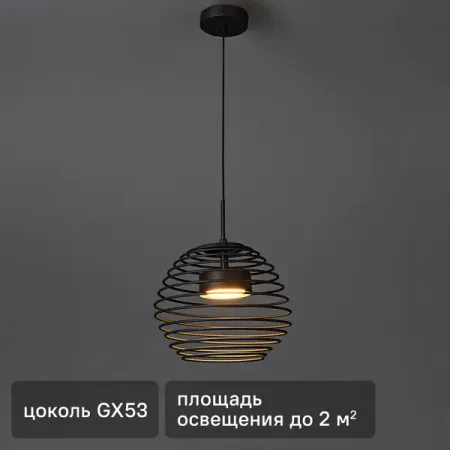 Светильник подвесной FR5496PL-01B 1 лампа 2 м² цвет черный