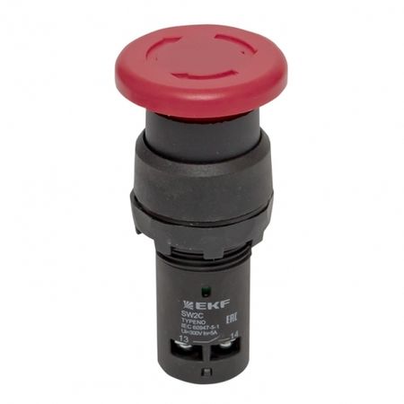 Кнопка грибок EKF PROxima SW2C-11MZ 230 В 1NO+1NC IP54 с фиксацией красная (sw2c-mz-r)