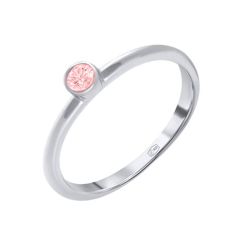 Серебряное кольцо с фианитом и родированием