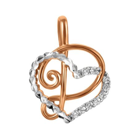 Золотая подвеска буква Д с фианитами