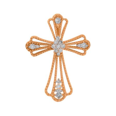 Золотая подвеска Крест с бриллиантами