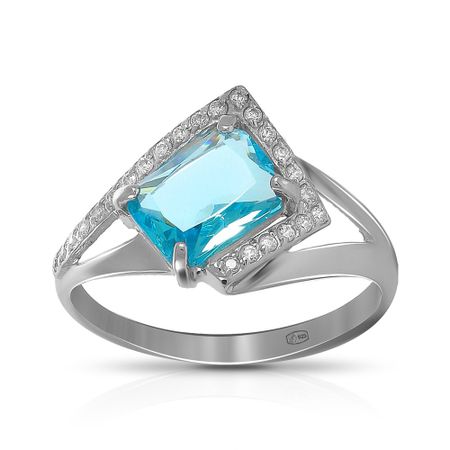 Кольцо из серебра с ювелирным кристаллом и фианитами