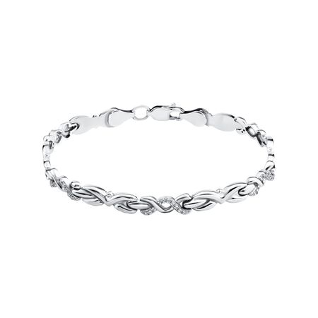 Серебряный браслет Ролекс с фианитами