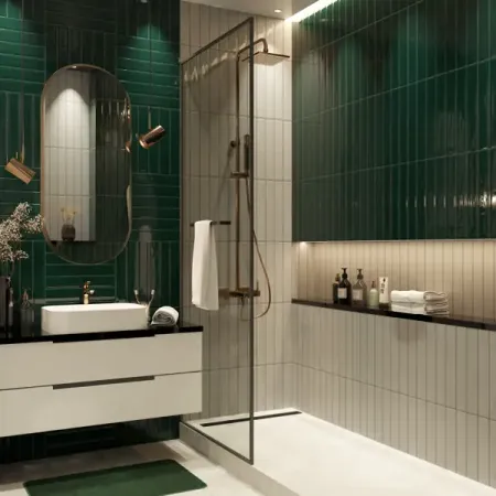 Плитка настенная Керамин Модена 4 40x6.4 см 0.87 м² глянцевая цвет зеленый