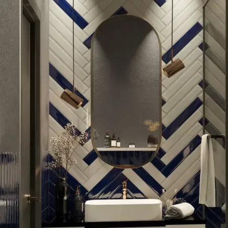 Плитка настенная Керамин Модена 7 40x6.4 см 0.87 м² глянцевая цвет белый