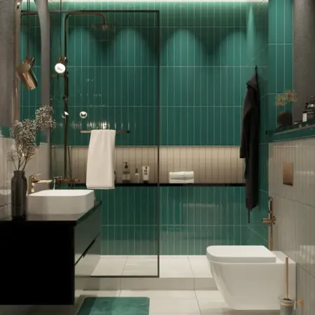 Плитка настенная Керамин Модена 1 40x6.4 см 0.87 м² глянцевая цвет бирюзовый